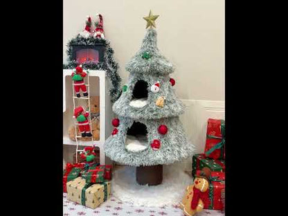 Snowfall Christmas Tree Cat Climbing Tower