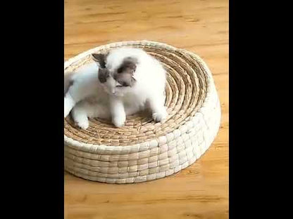 Straw Wicker Cat Bed Hand Made Scratching Mat