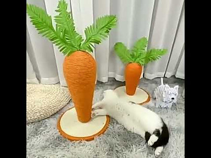 Cute Carrot Cat Scratching Post Pole Sisal Kitty Tree Climbing Frame Tower