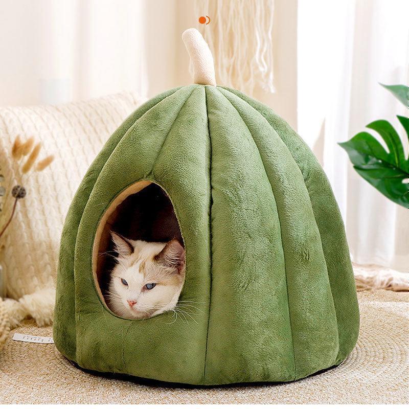 Pumpkin Cat Bed Sleeping House 3 Color Cat Cave - MEWCATS