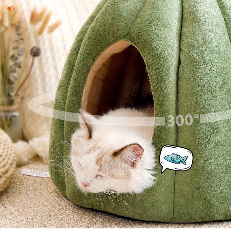 Pumpkin Cat Bed Sleeping House 3 Color Cat Cave - MEWCATS