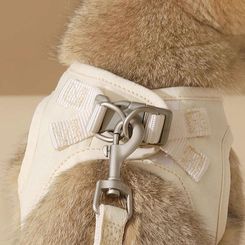 Rabbit Embroidered Cat Leash Set Rice-white Kitty Harness