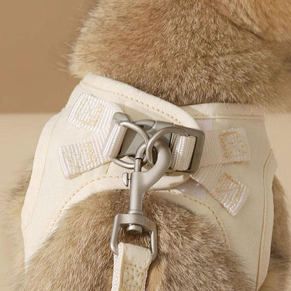 Rabbit Embroidered Cat Leash Set Rice-white Kitty Harness