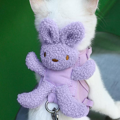 Rabbit Escape Proof Cat Harness Purple Leash Set