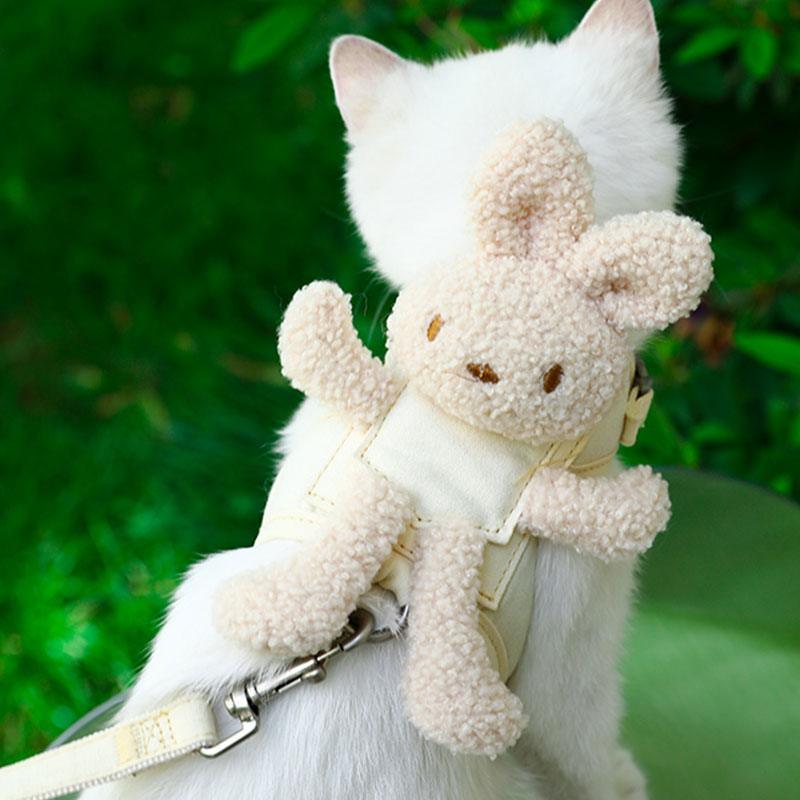 Rabbit Escape Proof Cat Harness Beige Leash Set