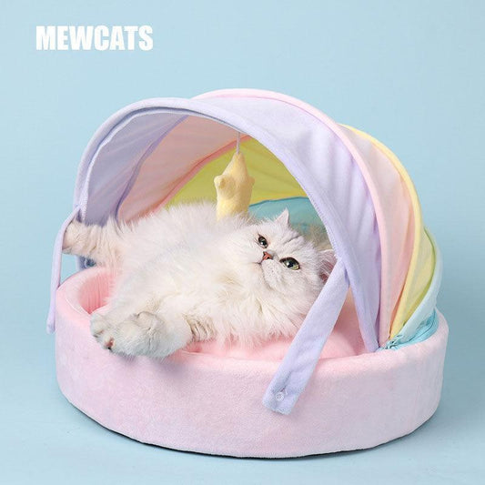 Rainbow Cat Nest Semi-closed Rocking Bed