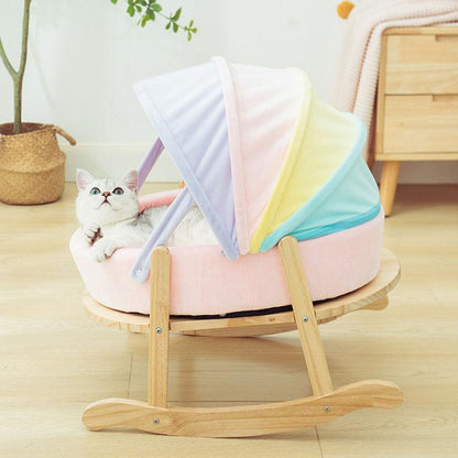 Rainbow Cat Nest Semi-closed Rocking Bed