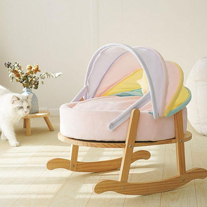 Rainbow Cat Nest Semi-closed Rocking Bed