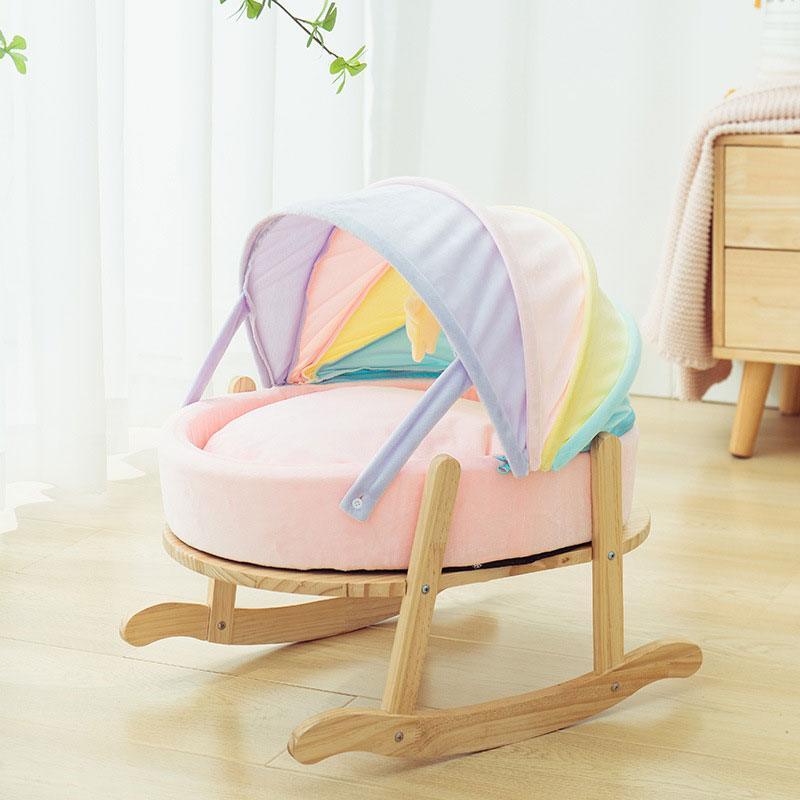 Rainbow Cat Nest Semi-closed Rocking Bed