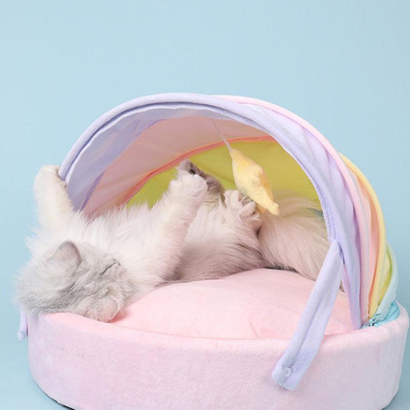 Rainbow Cat Nest Semi-closed Rocking Bed