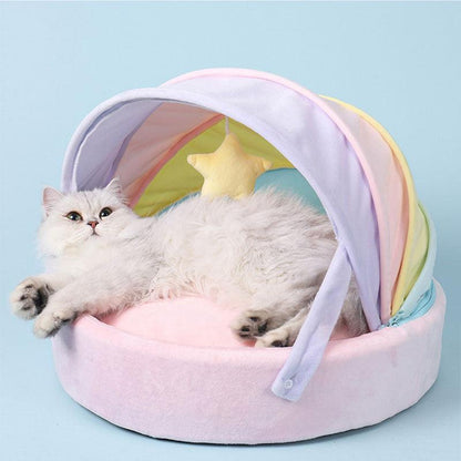 Rainbow Cat Nest Semi-closed Rocking Bed