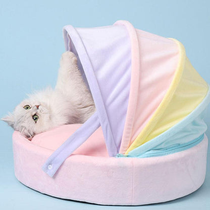 Rainbow Cat Nest Semi-closed Rocking Bed