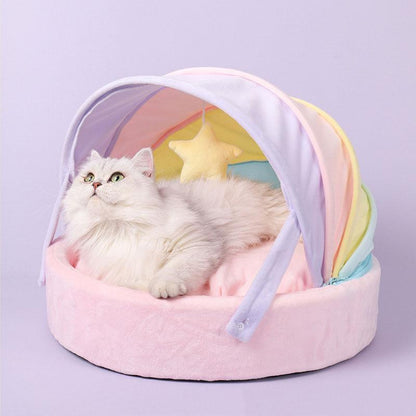 Rainbow Cat Nest Semi-closed Rocking Bed - MEWCATS