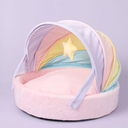 Rainbow Cat Nest Semi-closed Rocking Bed