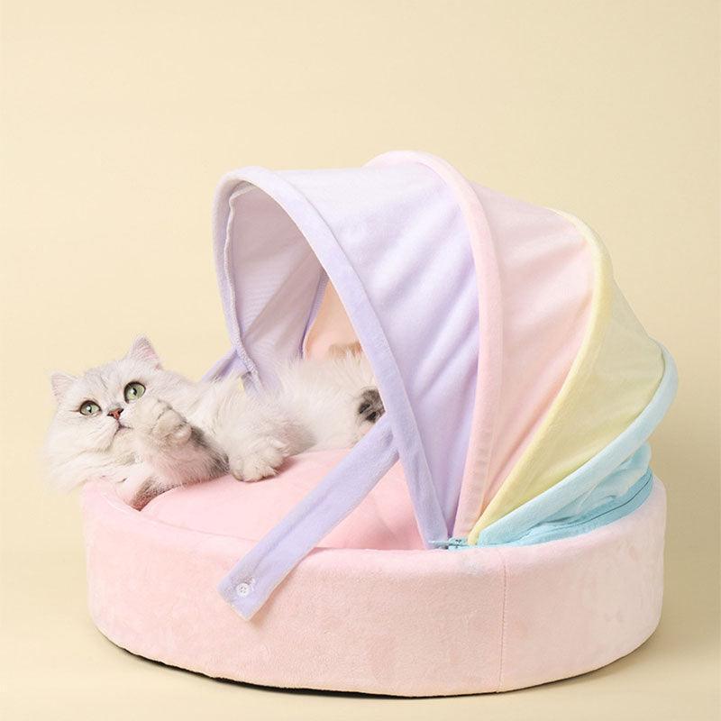 Rainbow Cat Nest Semi-closed Rocking Bed