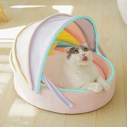 Rainbow Cat Nest Semi-closed Rocking Bed