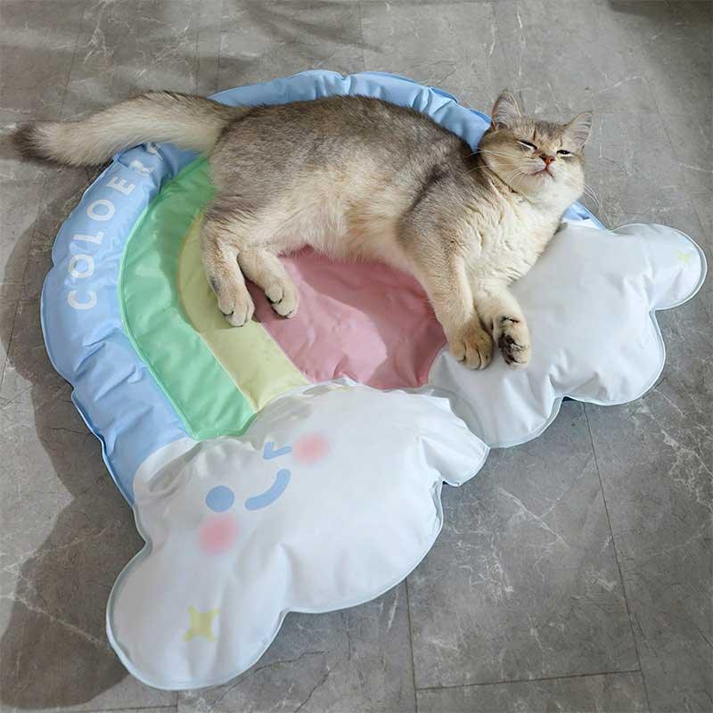 Rainbow Cute Cooling Cat Mat Pad Summer Pet Bed