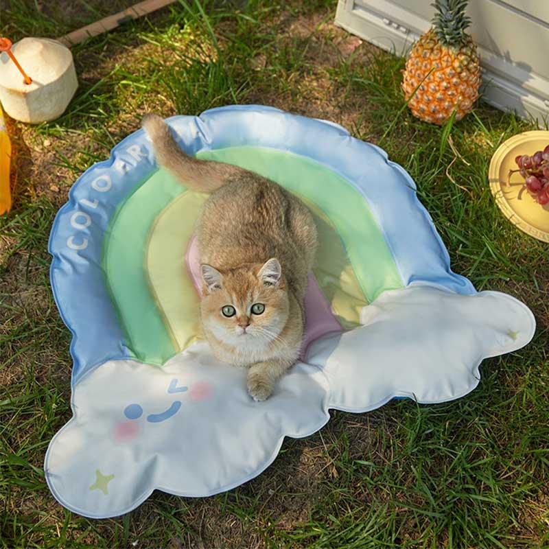 Rainbow Cute Cooling Cat Mat Pad Summer Pet Bed
