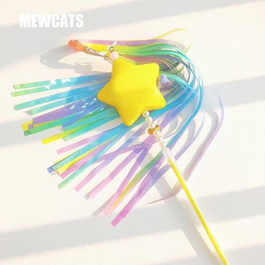 Rainbow Wings Stars Interactive Cat Cute Toy Wand Stick