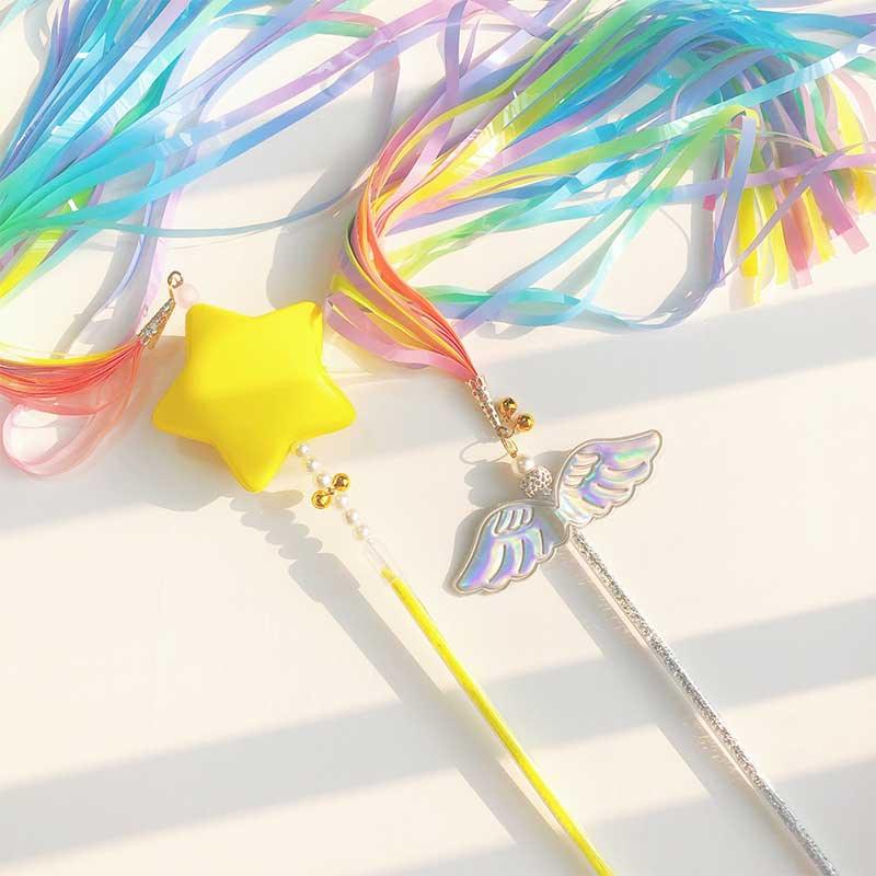 Rainbow Wings Stars Interactive Cat Cute Toy Wand Stick