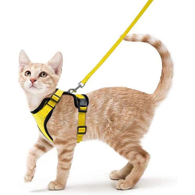 Reflective Strips Cat Leash Set yellow Vest Harnesses
