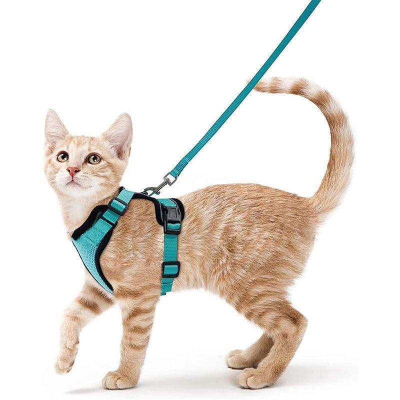 Reflective Strips Cat Leash Set Green Vest Harnesses