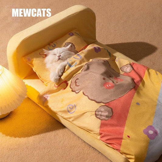 Removable and washable Cat Bed Free Quilt Pillow Cat Mat