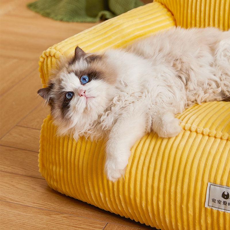 Cat Nest Sofa Removable Washable Yellow Soft Summer Kitty Couch