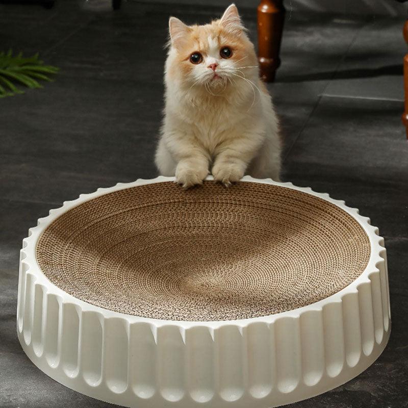 Round Bed Cat Scratcher Pad Grinding Claws White Kitten Scrapers