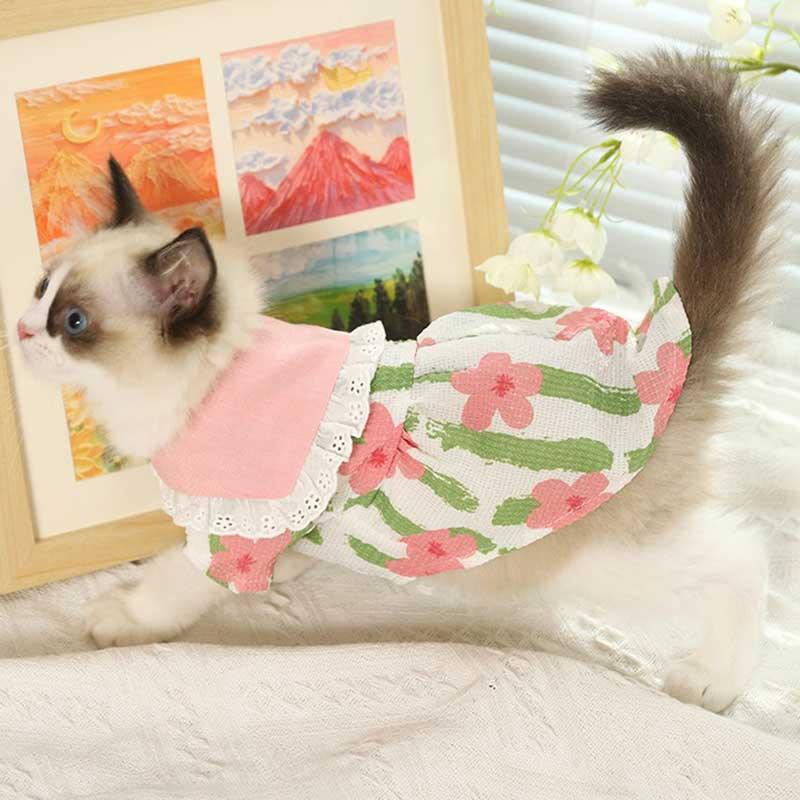 Sakura Breathable Cat Dress Pet Clothes