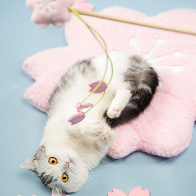 Sakura Cat Stick With Bell Kitty Bed Mat Pink Interactive Toys