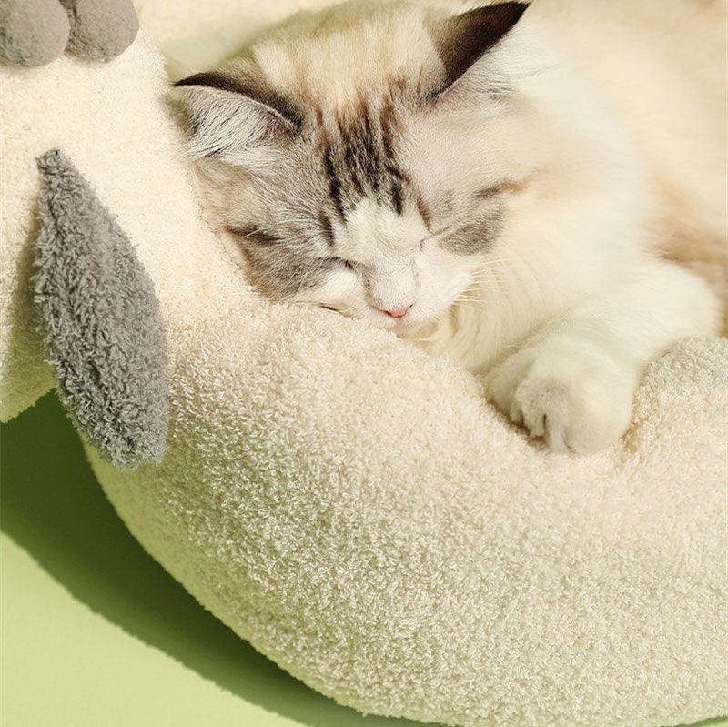 Soft Cat Bed Sheep shape Warm Soft Fleece White Pet Nest