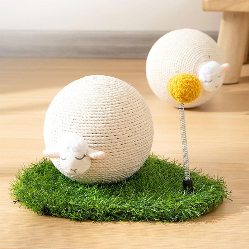 Sheep Cat Catching Ball Kitty Scratching Post Toys - MEWCATS