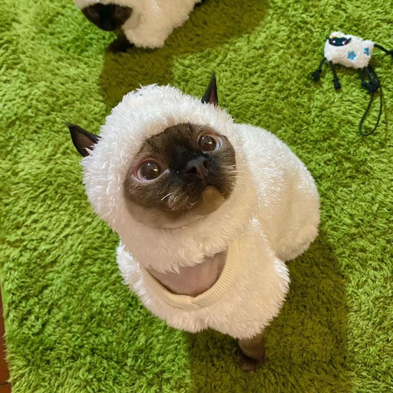 Sheep Funny Costume Hairless Cat Halloween Clothes - MEWCATS