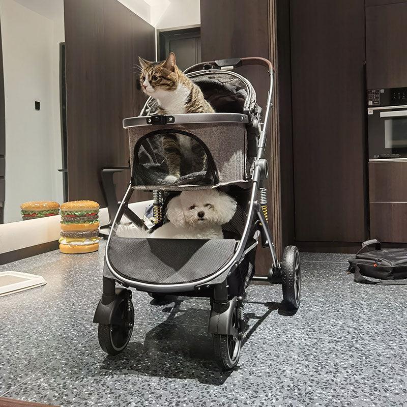 baby cat stroller Shock-Absorbing Cat Stroller Pet Carrier with Wheels