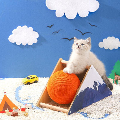 Snowy Mountain Cat Toy Scratching Ball Board