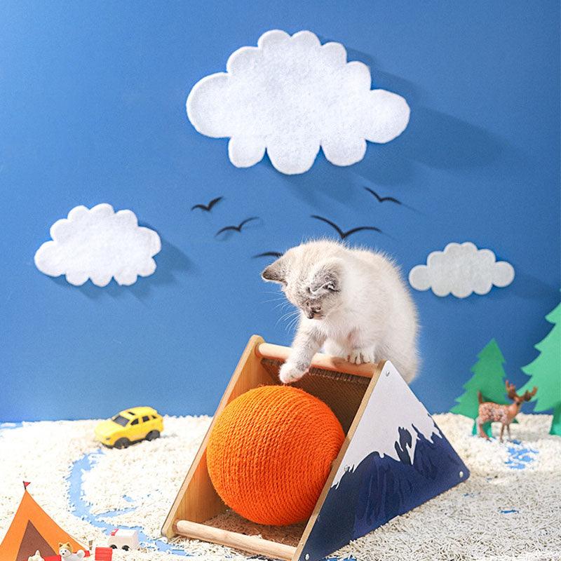 Snowy Mountain Cat Toy Scratching Ball Board