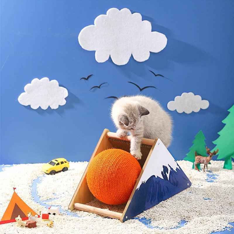 Snowy Mountain Cat Toy Scratching Ball Board