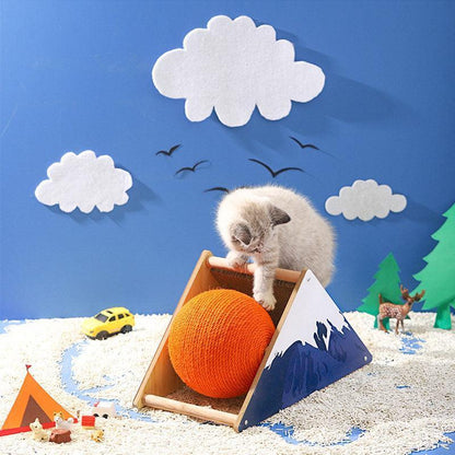 Snowy Mountain Cat Toy Scratching Ball Board