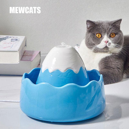 Snowy Mountain Ceramics Cat Water Fountain Filter