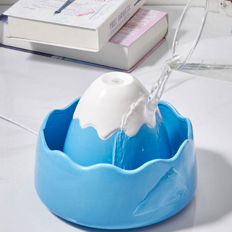 Snowy Mountain Ceramics Cat Water Fountain Filter