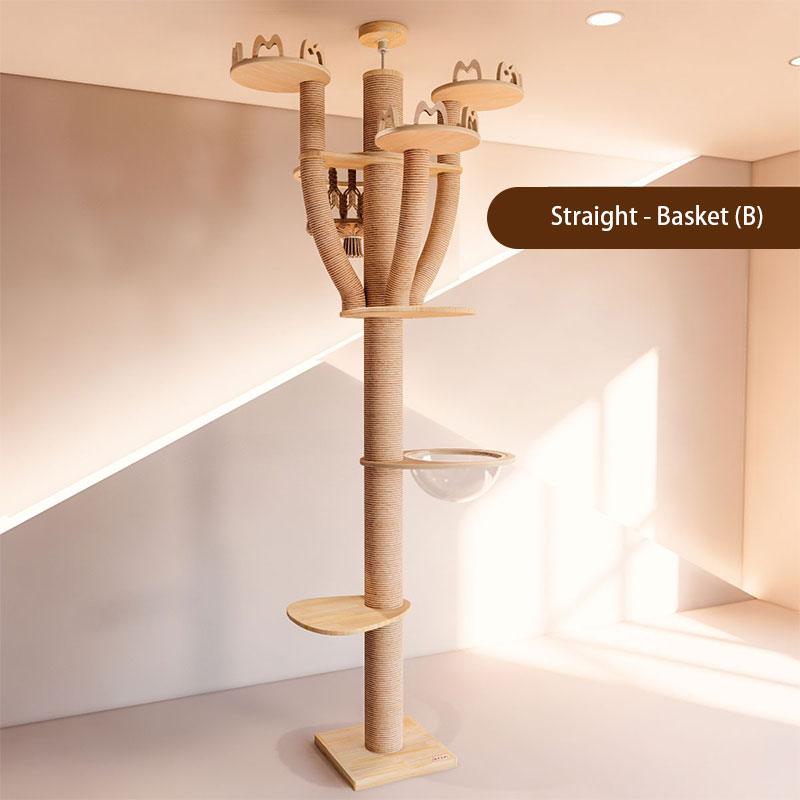 Solid Wood Multi-Layer Floor to Ceiling Cat Climbing Tree - MEWCATS