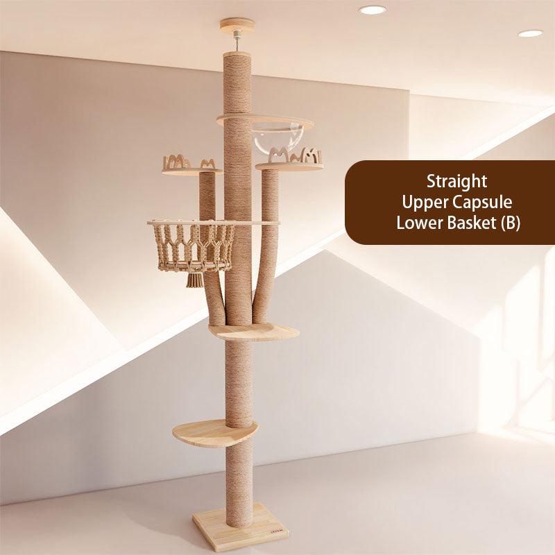 Solid Wood Multi-Layer Floor to Ceiling Cat Climbing Tree - MEWCATS