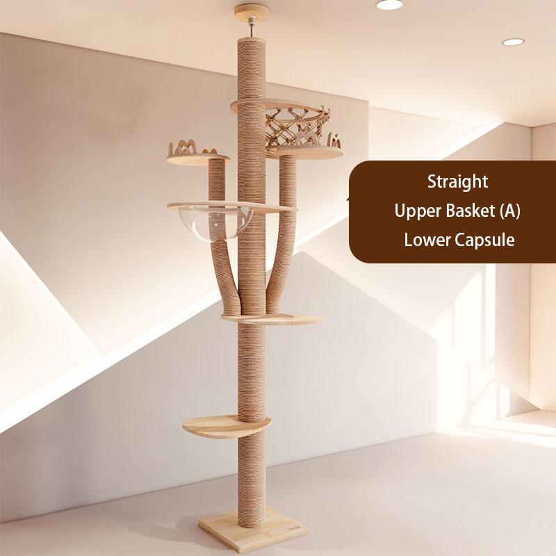 Solid Wood Multi-Layer Floor to Ceiling Cat Climbing Tree - MEWCATS