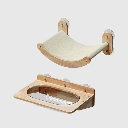 Solid Wood Suction Cup Cat Wall Shelves - MEWCATS