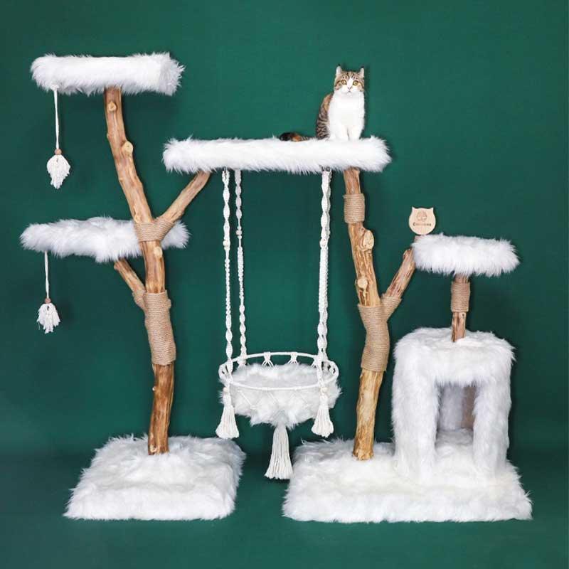 Solid Wooden Cradle Cat Tree Climbing Frame