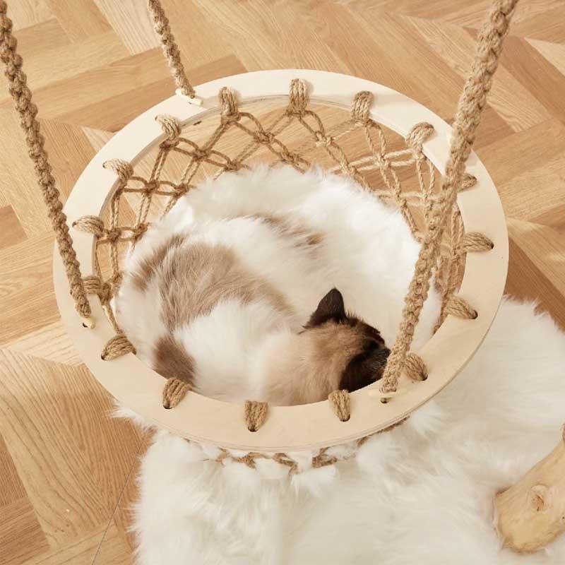 Solid Wooden Cradle Cat Tree Climbing Frame