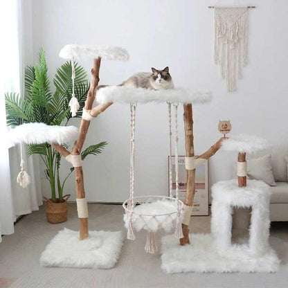 Solid Wooden Cradle Cat Tree Climbing Frame