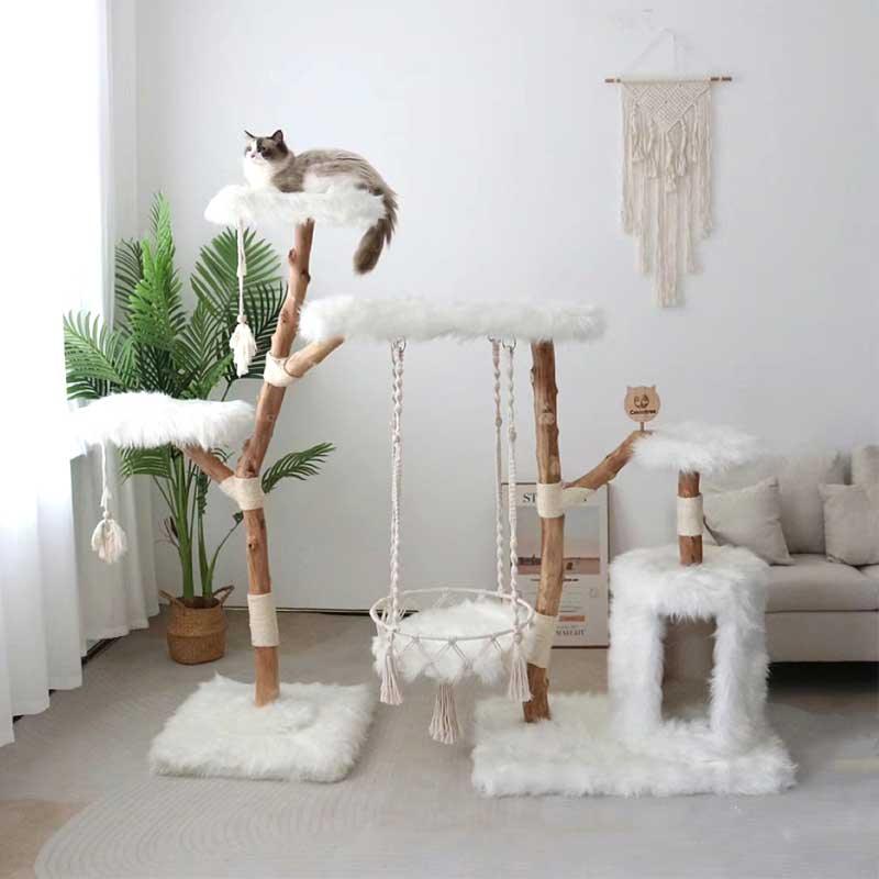 Solid Wooden Cradle Cat Tree Climbing Frame
