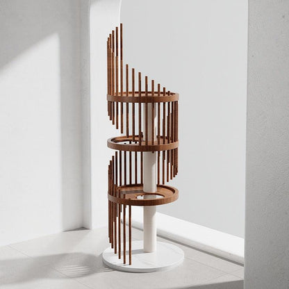 Spiral Art Solid Wood Cat Climbing Frame Tree - MEWCATS